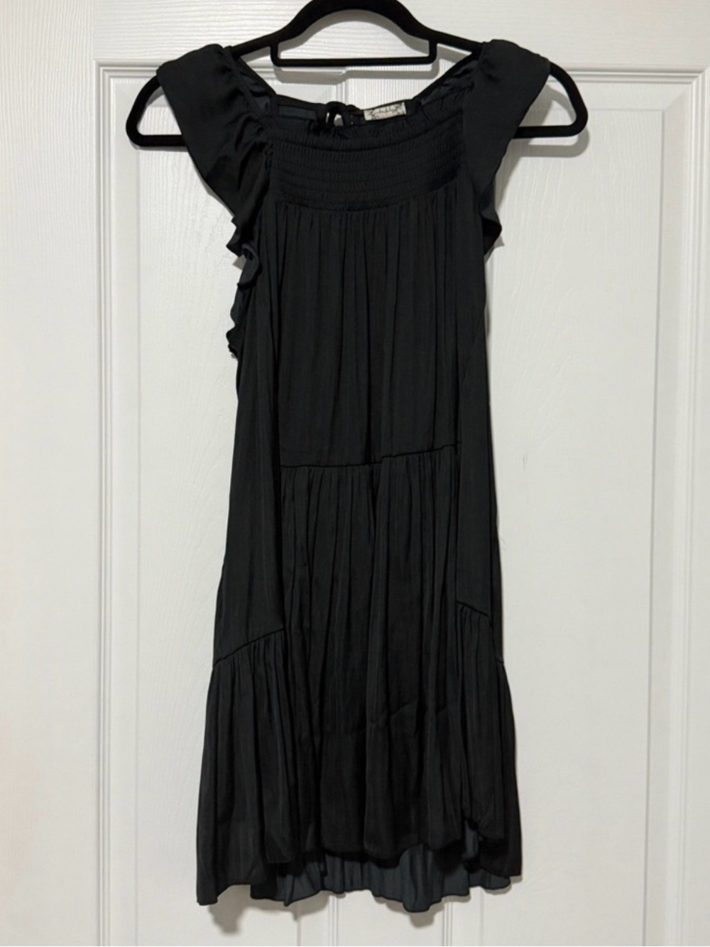 FREE PEOPLE Want Your Love Mini Dress Black Ruffle Boho Babydoll Size XS NWT - Picture 14 of 16